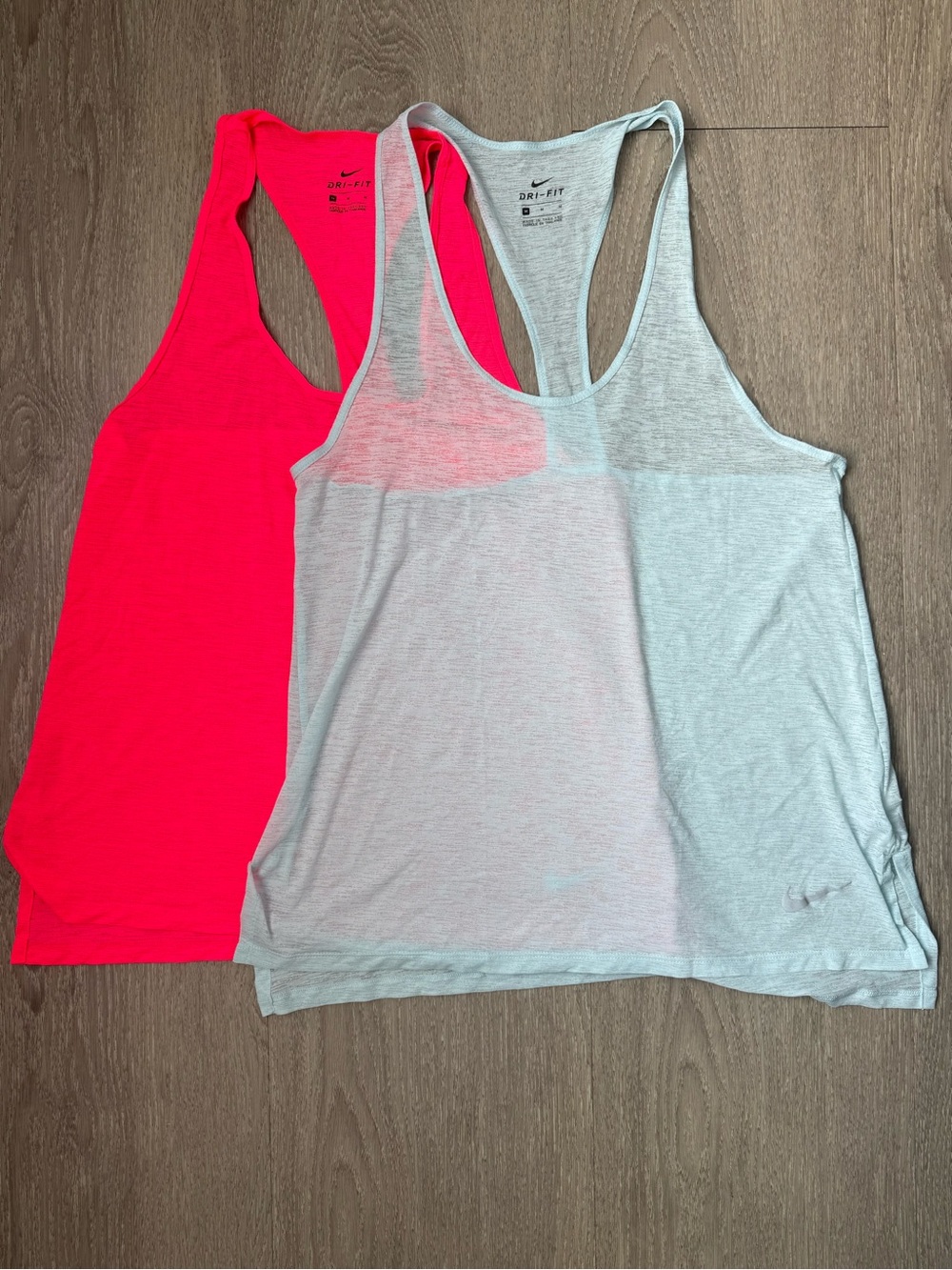 Nike Women’s Dri-FIT Racerback Tank Bundle- Light Gray & Hot Pink Medium